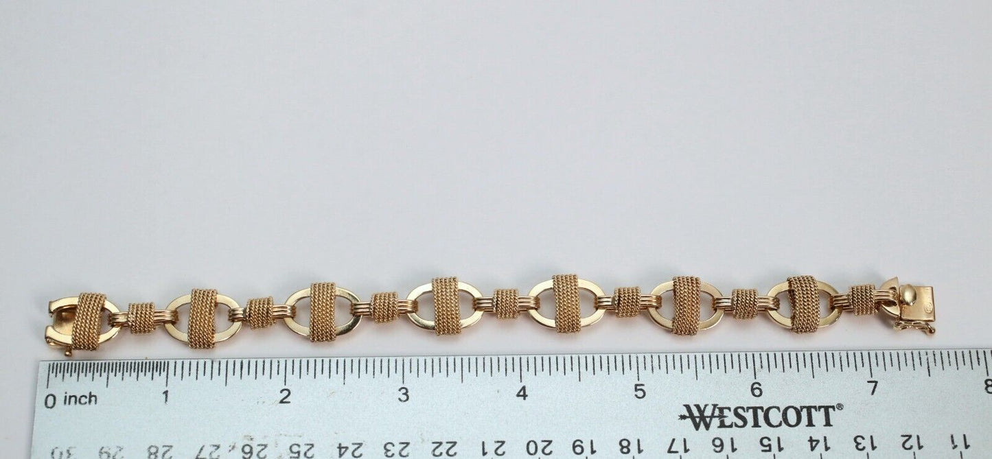 14k Yellow Gold Fancy Mariner Oval Link Bracelet, 7.75 inches - 30.8g