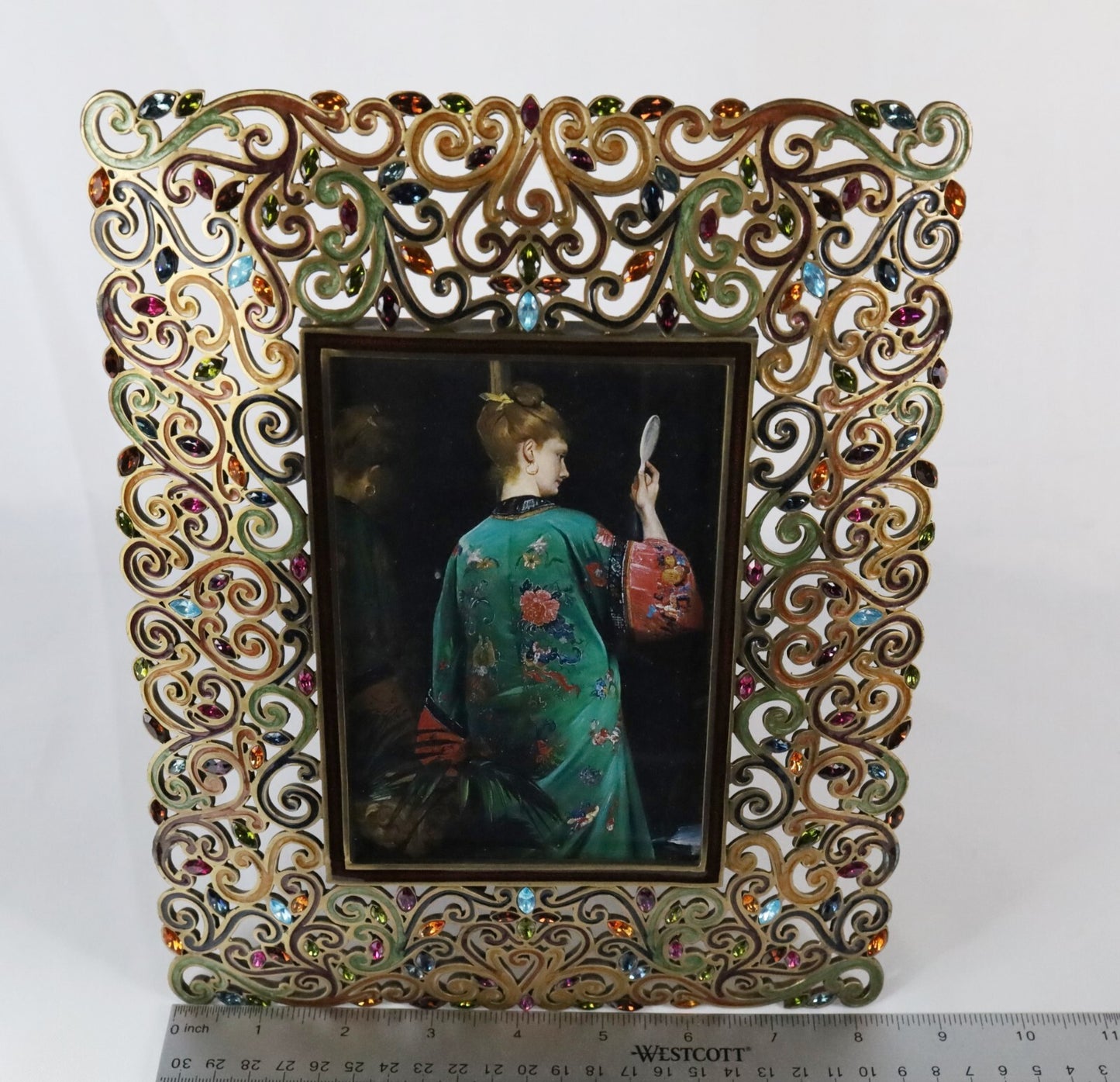 Jay Strongwater "Scheherazade" Rectangular Wide Scroll Border 4x6 Picture Frame