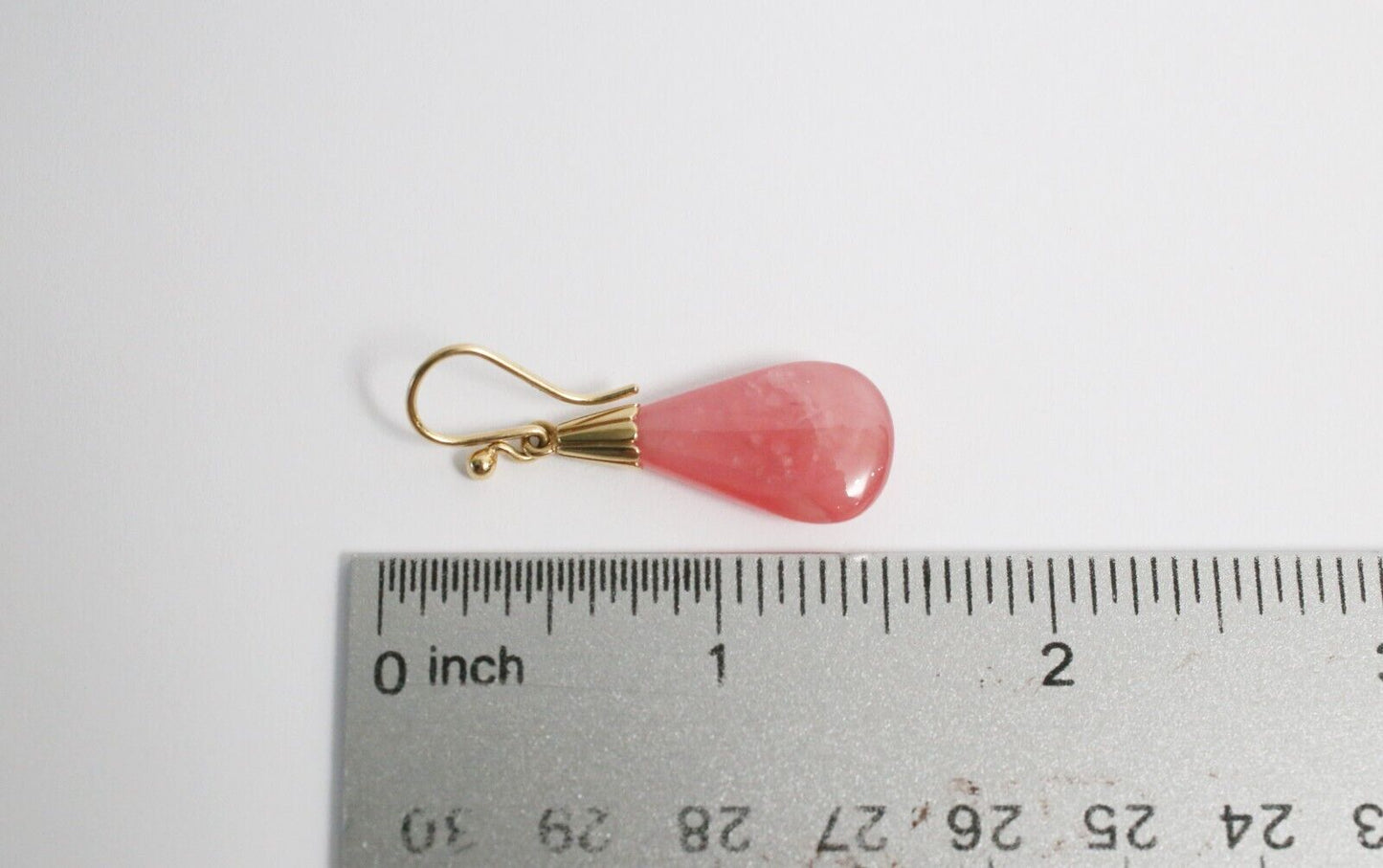 18k Yellow Gold Rose Quartz Dangle Drop Earrings, 7.7g