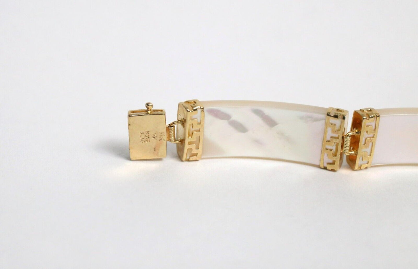 14k Yellow Gold Mother of Pearl Link Bracelet, 7.5 inches - 16.1g