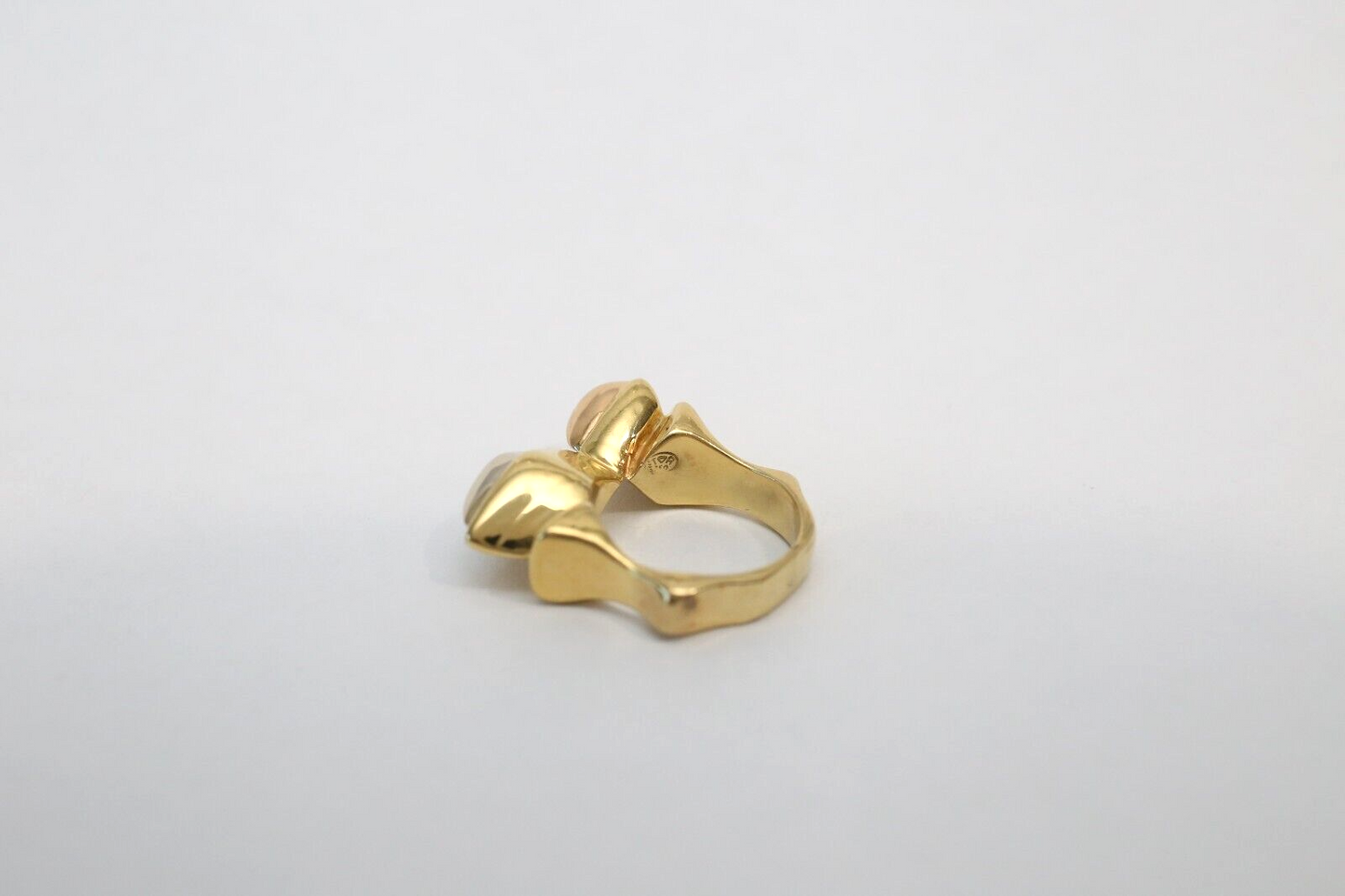 18k Tri-Gold Unique Asymmetrical Ring, Size 6.75 - 11.3g