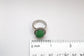 14k White Gold Imperial Jade & Diamond Ring, Size 6.75 - 9.0g