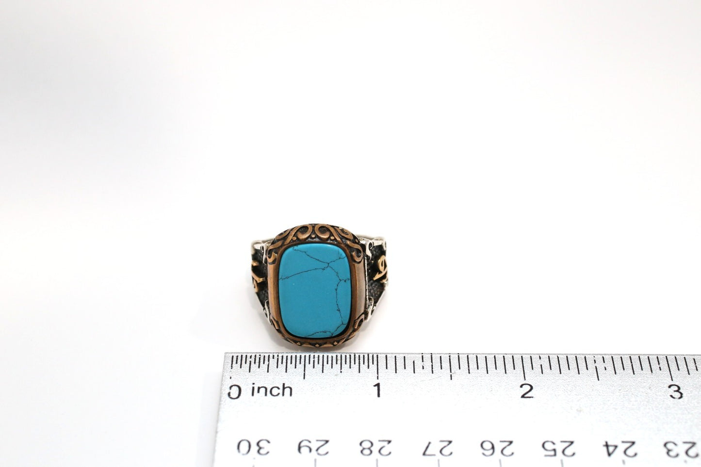 Vintage Sterling Silver Turquoise Ring, Size 11.5 - 15.5g