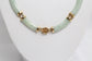 14k Yellow Gold Icy Green Translucent Jade Bar Link Necklace, 17 inches - 24.3g