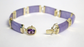 14k Yellow Gold Lavendar Jade Link Bracelet w/ Amethyst, 7.5 inches - 13.5g