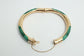 14k Yellow Gold Green Malachite Hinge Bangle, 7.25 inches - 27.6g