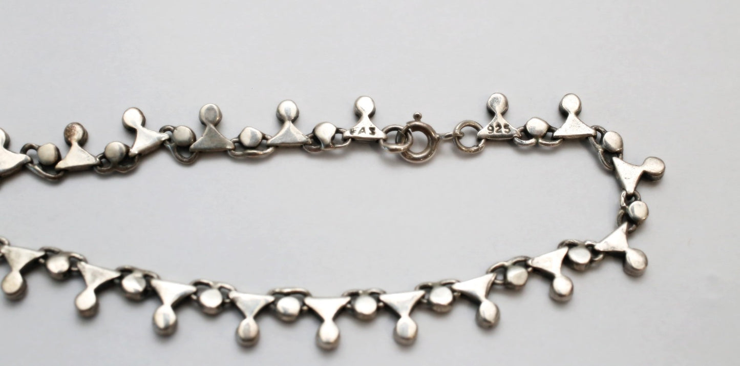 Vintage Sterling Silver Marcasite Choker Necklace, 16.5 inches - 19.5g