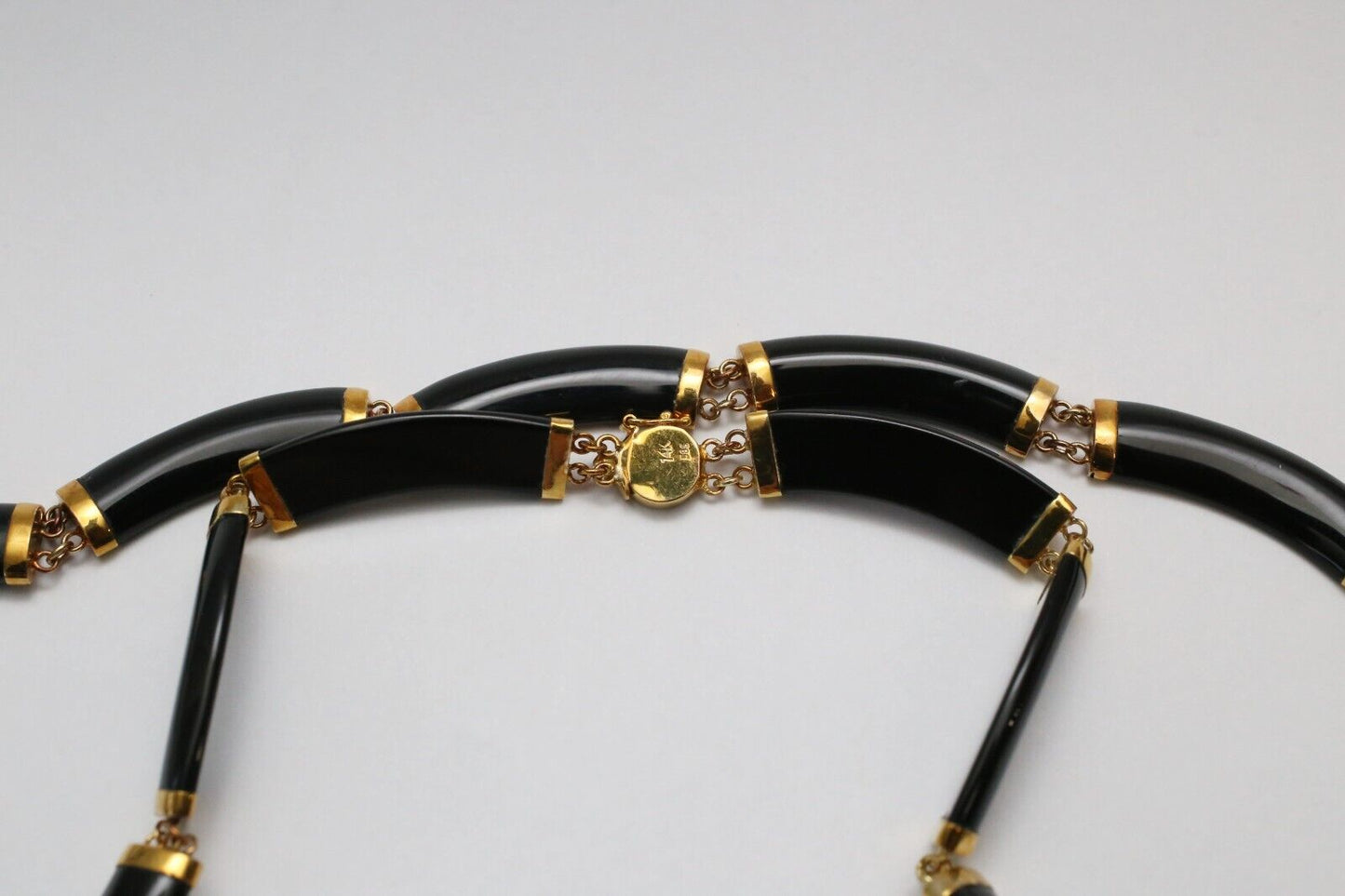 14k Yellow Gold Black Onyx Necklace, 17 inches - 19.6g