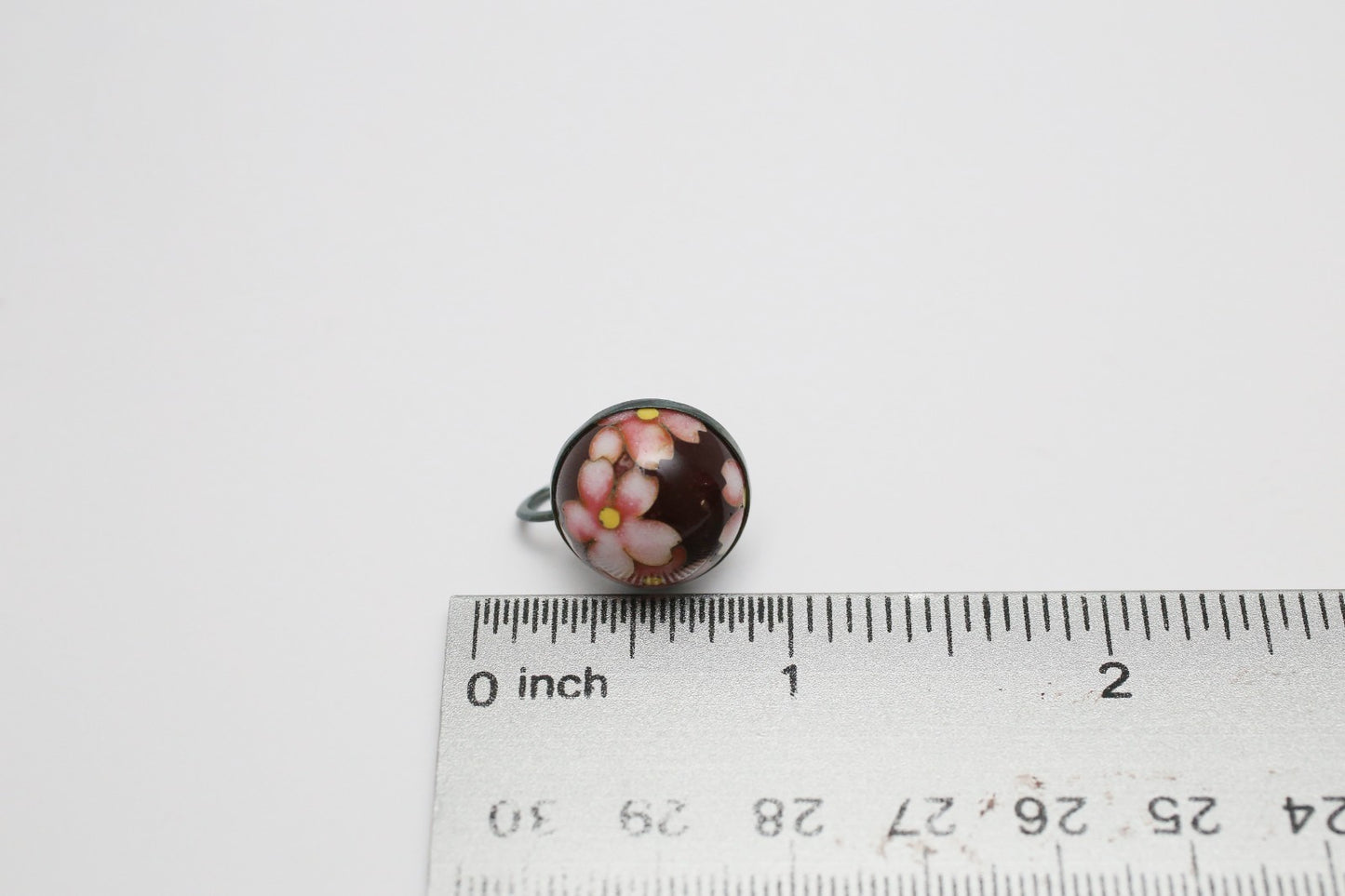 Vintage Sterling Silver Domed Flower Enamel Earrings, 7.7g