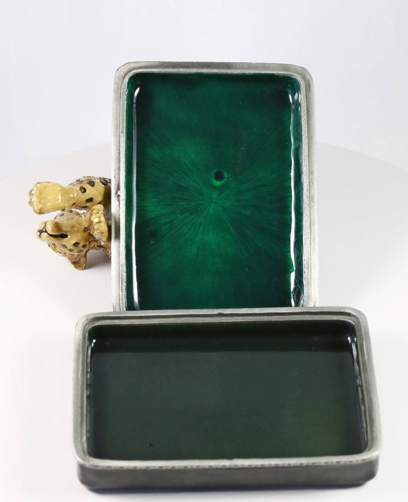 Jay Strongwater Leopard Trinket Box, Signed 2003