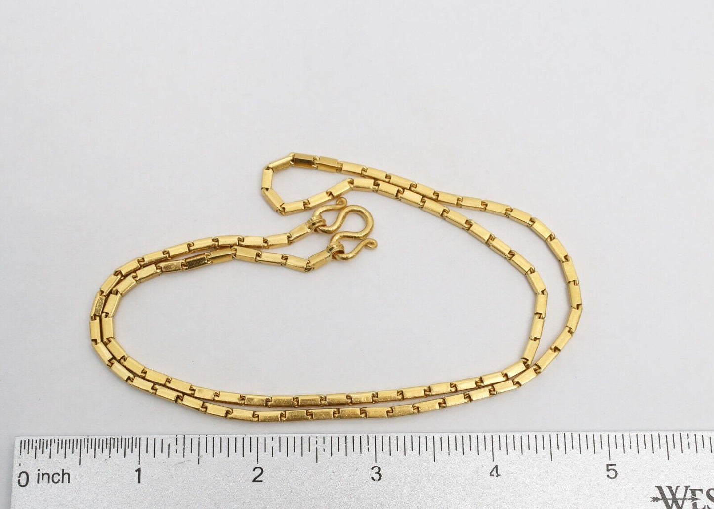 24k Chinese Gold Bar Link Necklace, 22 inches - 30.3g