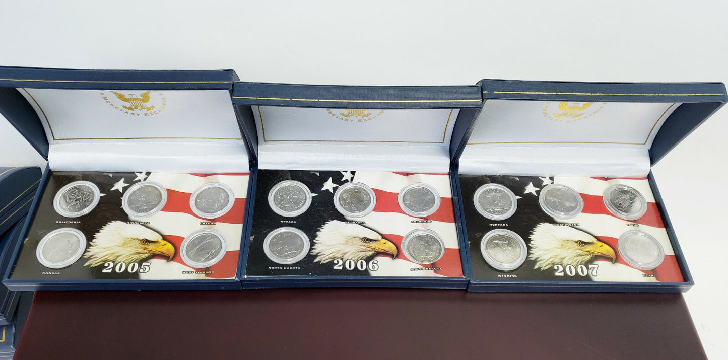 United States Of America 50 State UNC Quarter Collection & Case, Missing 3 Coins