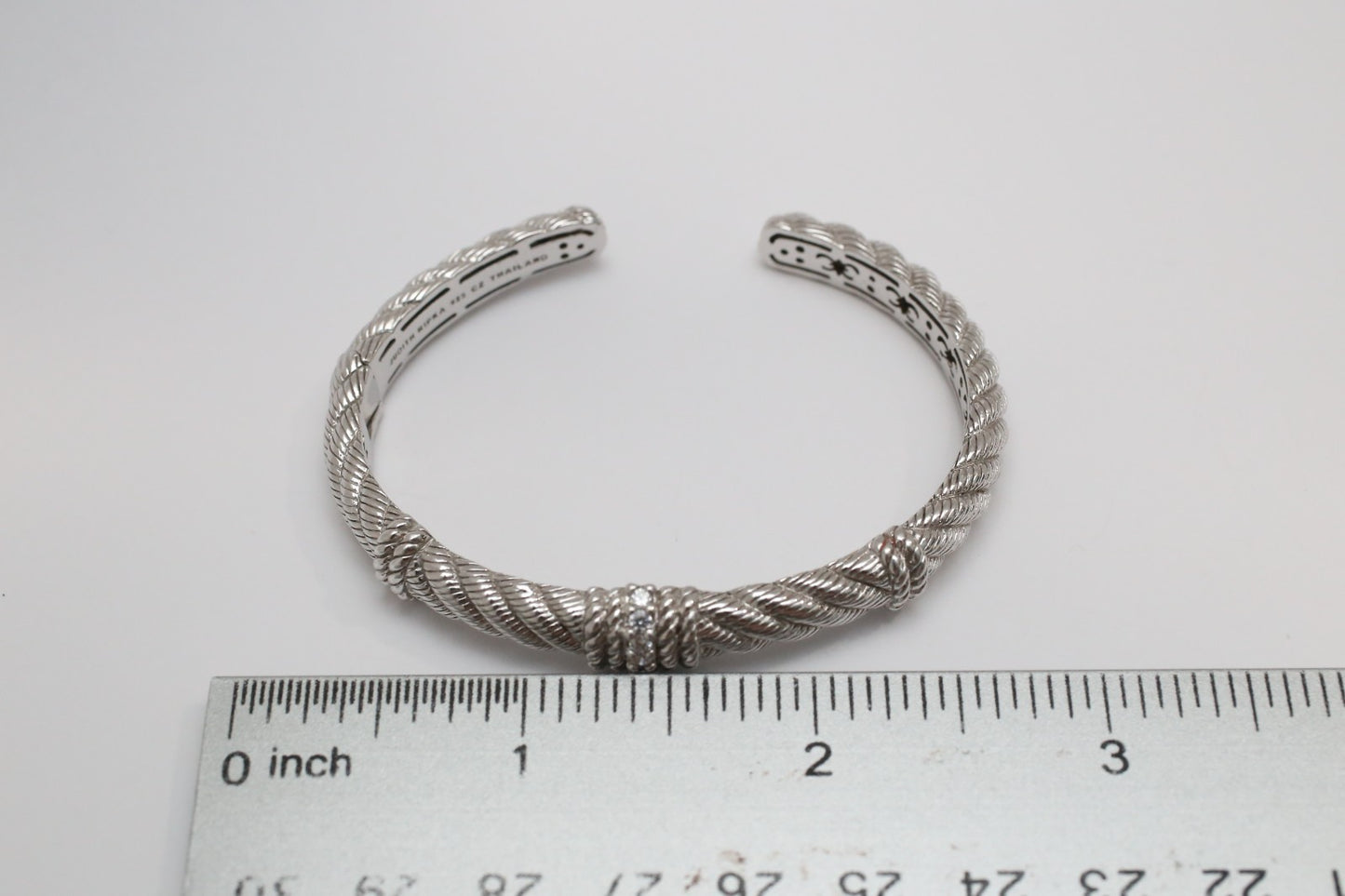 Judith Ripka Sterling Silver Twisted Rope Cuff Bracelet, 6.5 inches - 24.0g