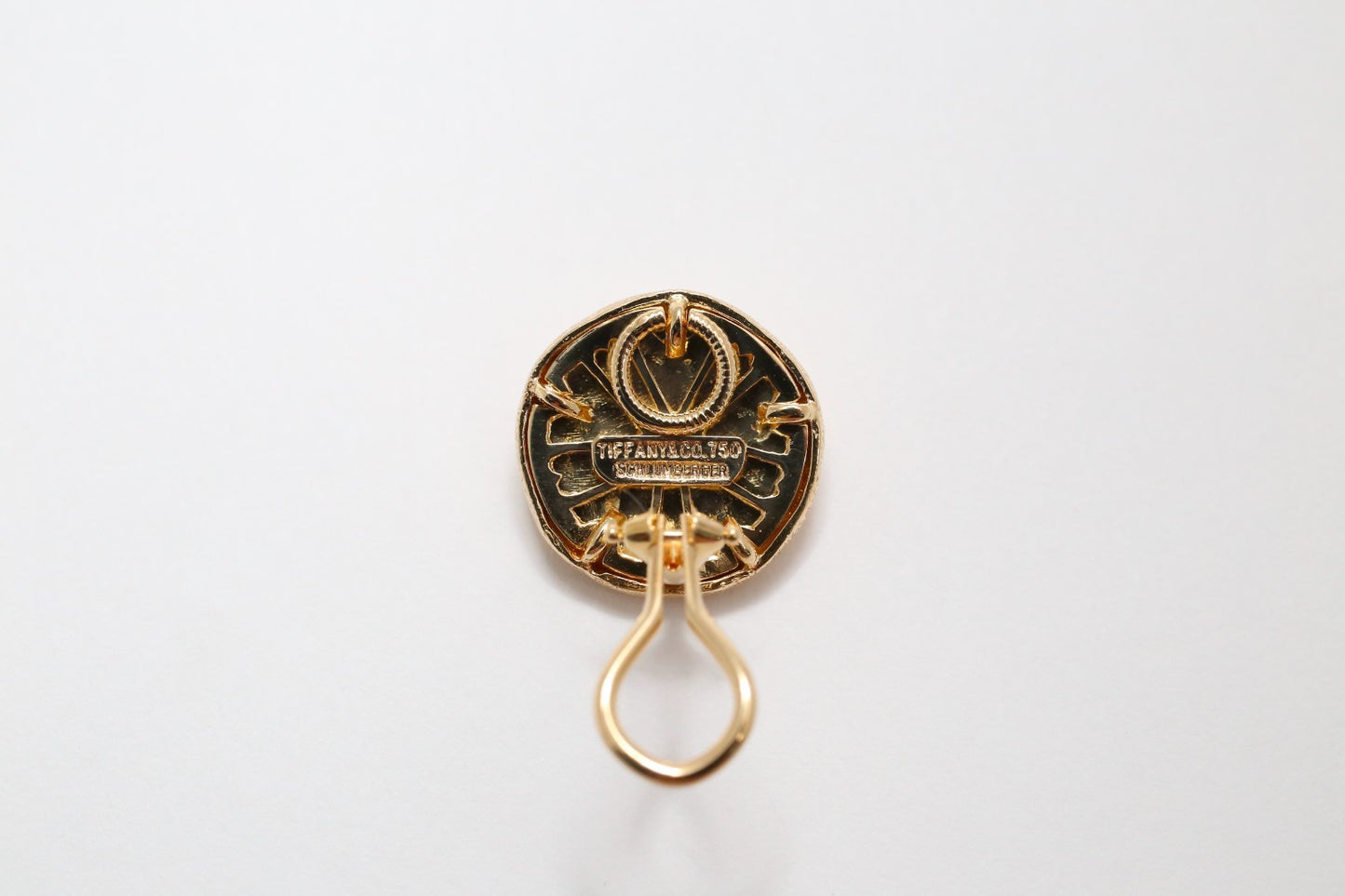 Tiffany & Co Schlumberger 18k Yellow Gold Sand Dollar Button Clip On Earrings, 15.2g