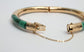 14k Yellow Gold Green Malachite Hinge Bangle, 7.25 inches - 27.6g