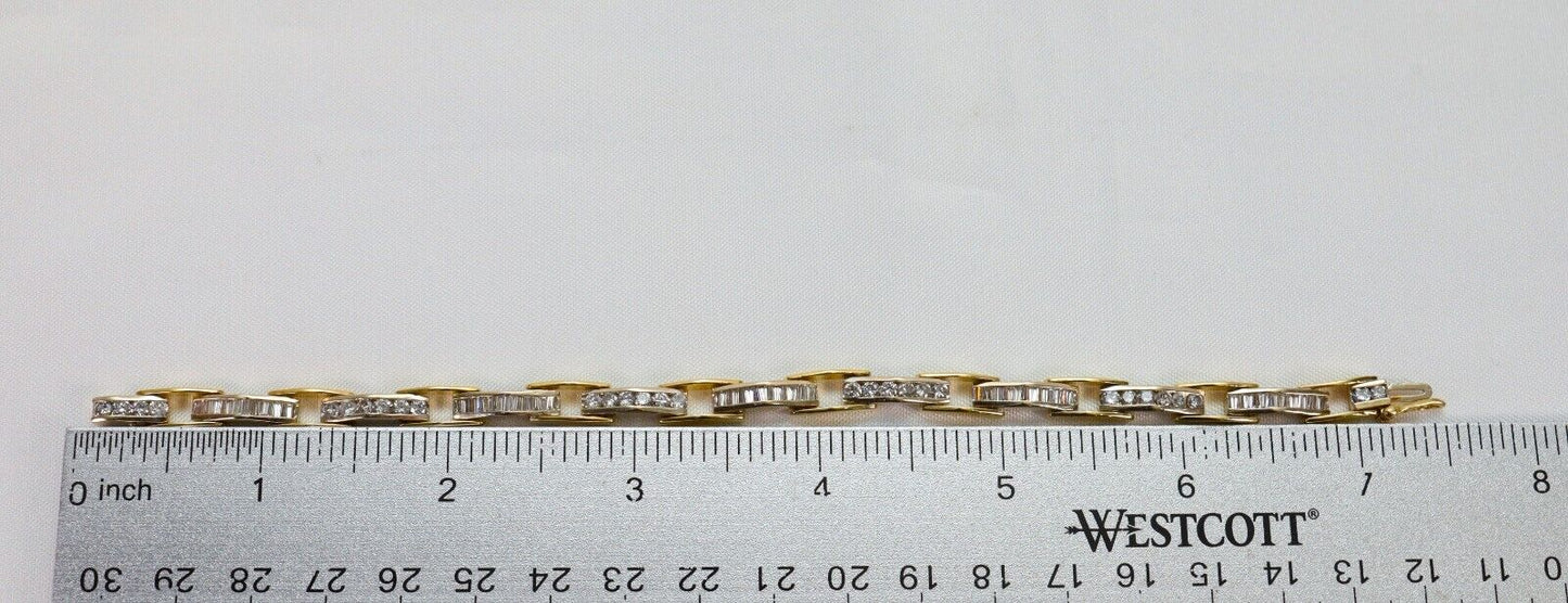 14k Yellow Gold Diamond Link Bracelet, 7.5 inches - 17.5g