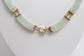 14k Yellow Gold Icy Green Translucent Jade Bar Link Necklace, 17 inches - 24.3g