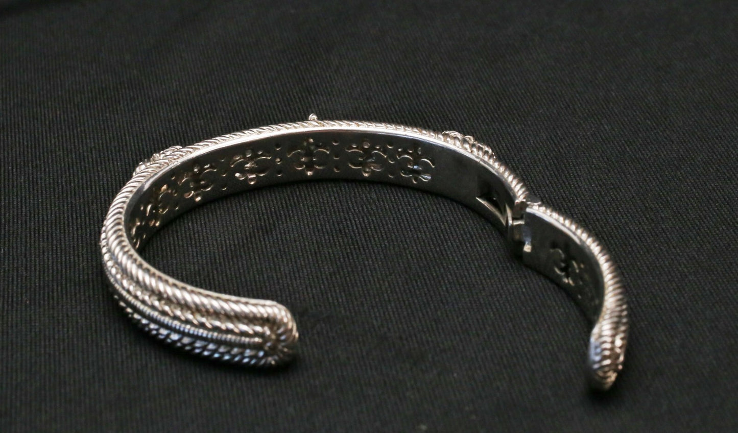 Judith Ripka Sterling Silver Heart Hinge Cuff & Heart Charm Necklace Set, 108.3g