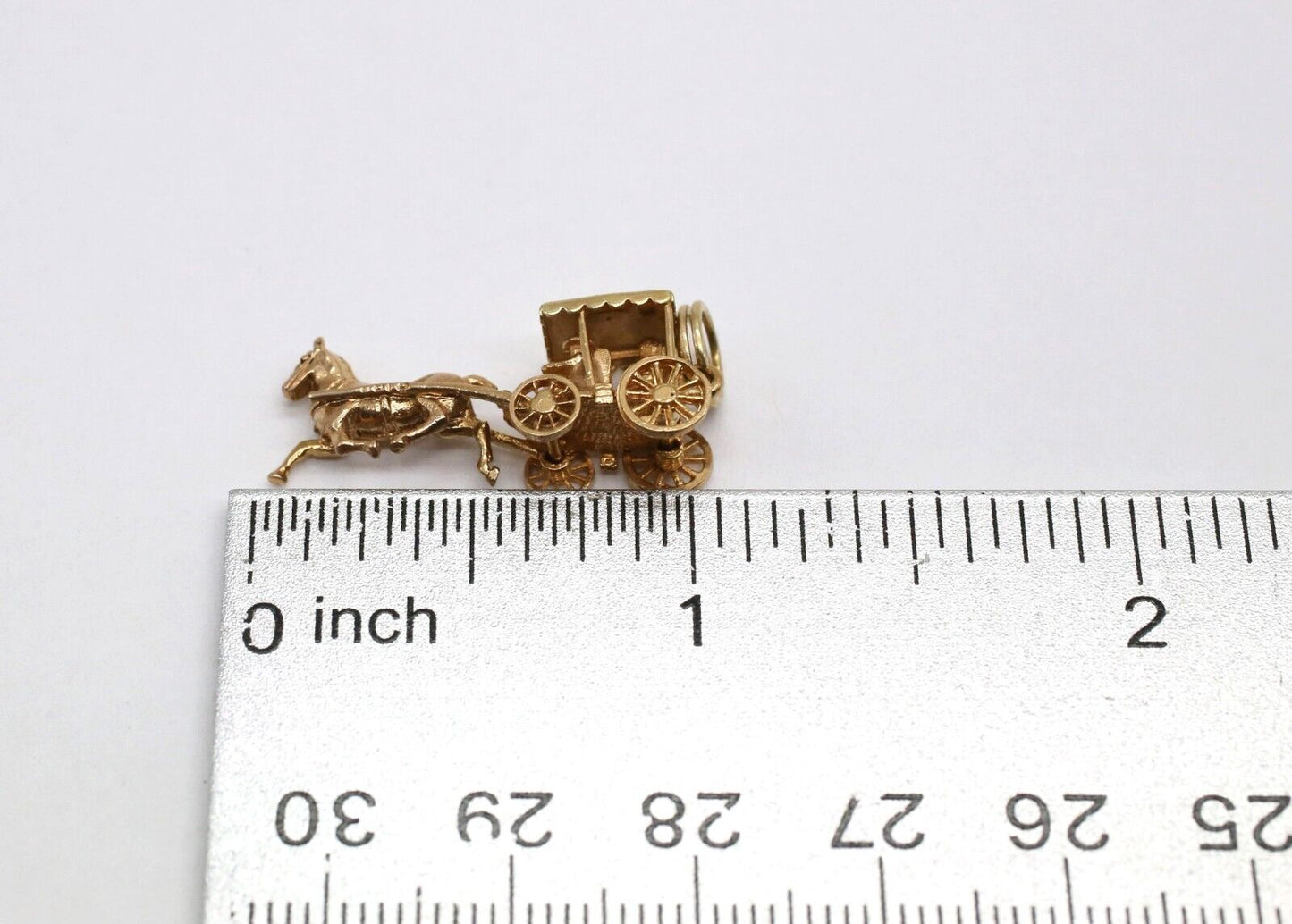 14k Yellow Gold Horse Drawn Carriage Charm, 4.1g