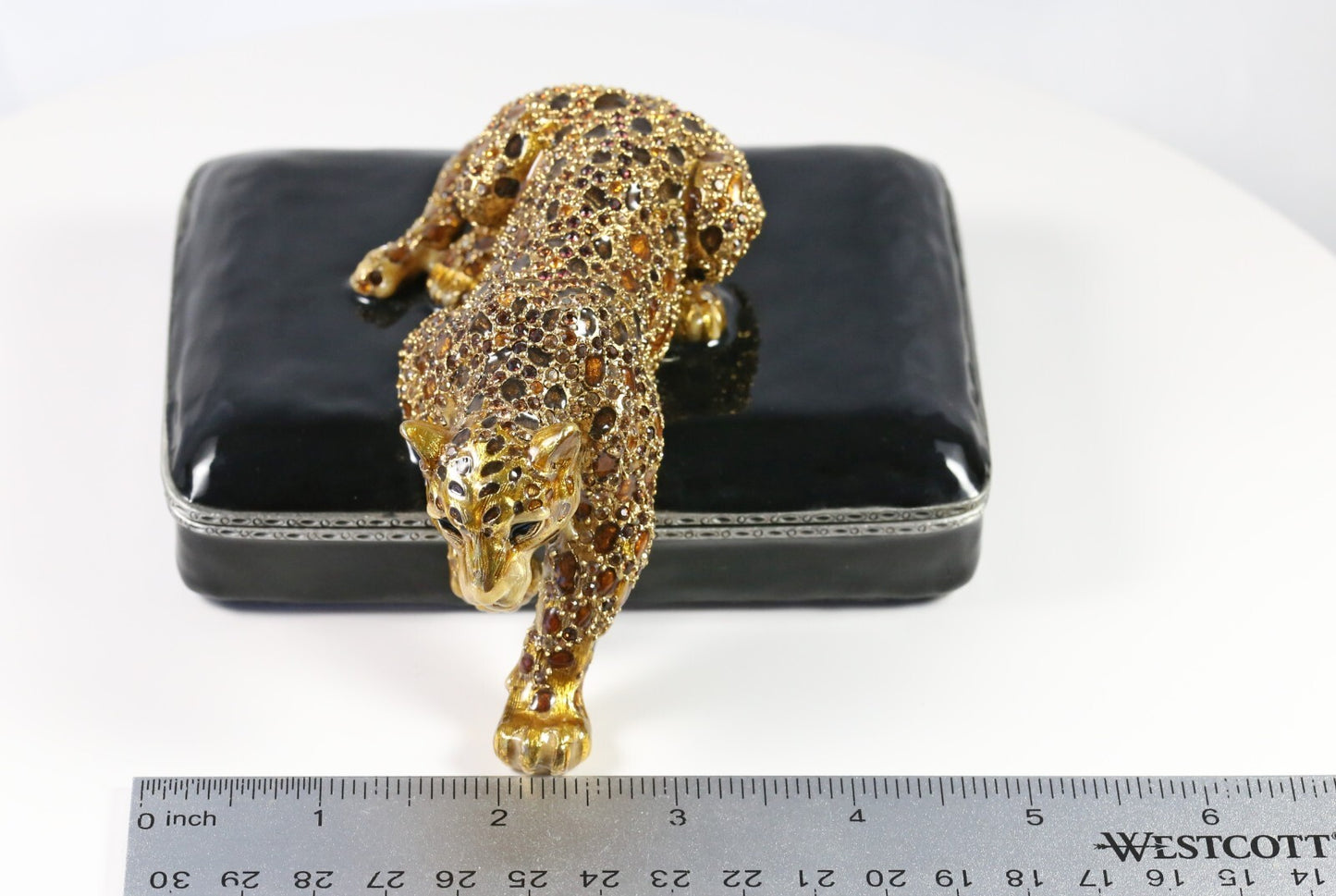 Jay Strongwater Leopard Trinket Box, Signed 2003