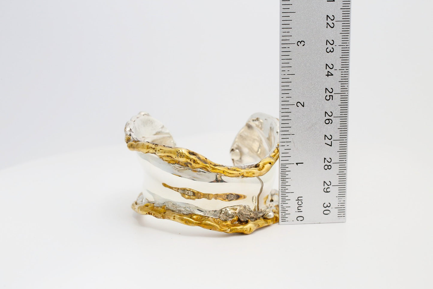 Allen Jacobsen Modernist Silver & Gold Organic Cuff Bracelet, 6.5 inches - 106.5g