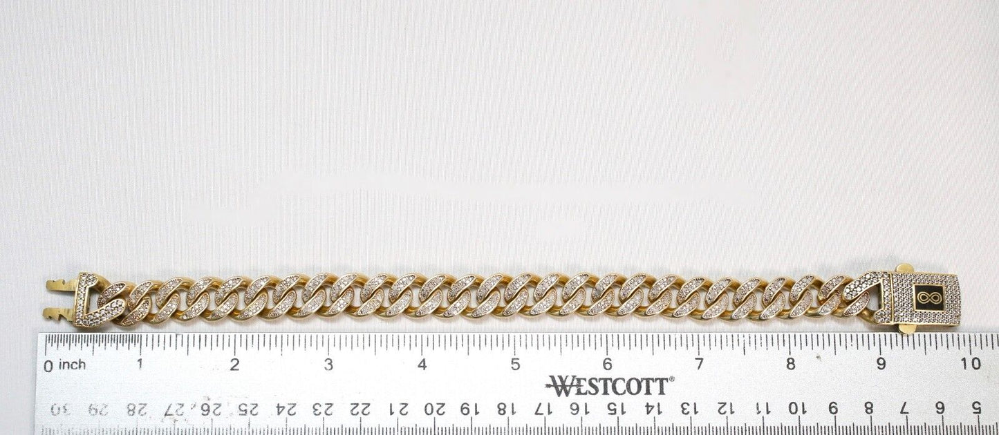 10k & 18k Yellow Gold Diamond Bracelet, 9.5 inches - 66.5g