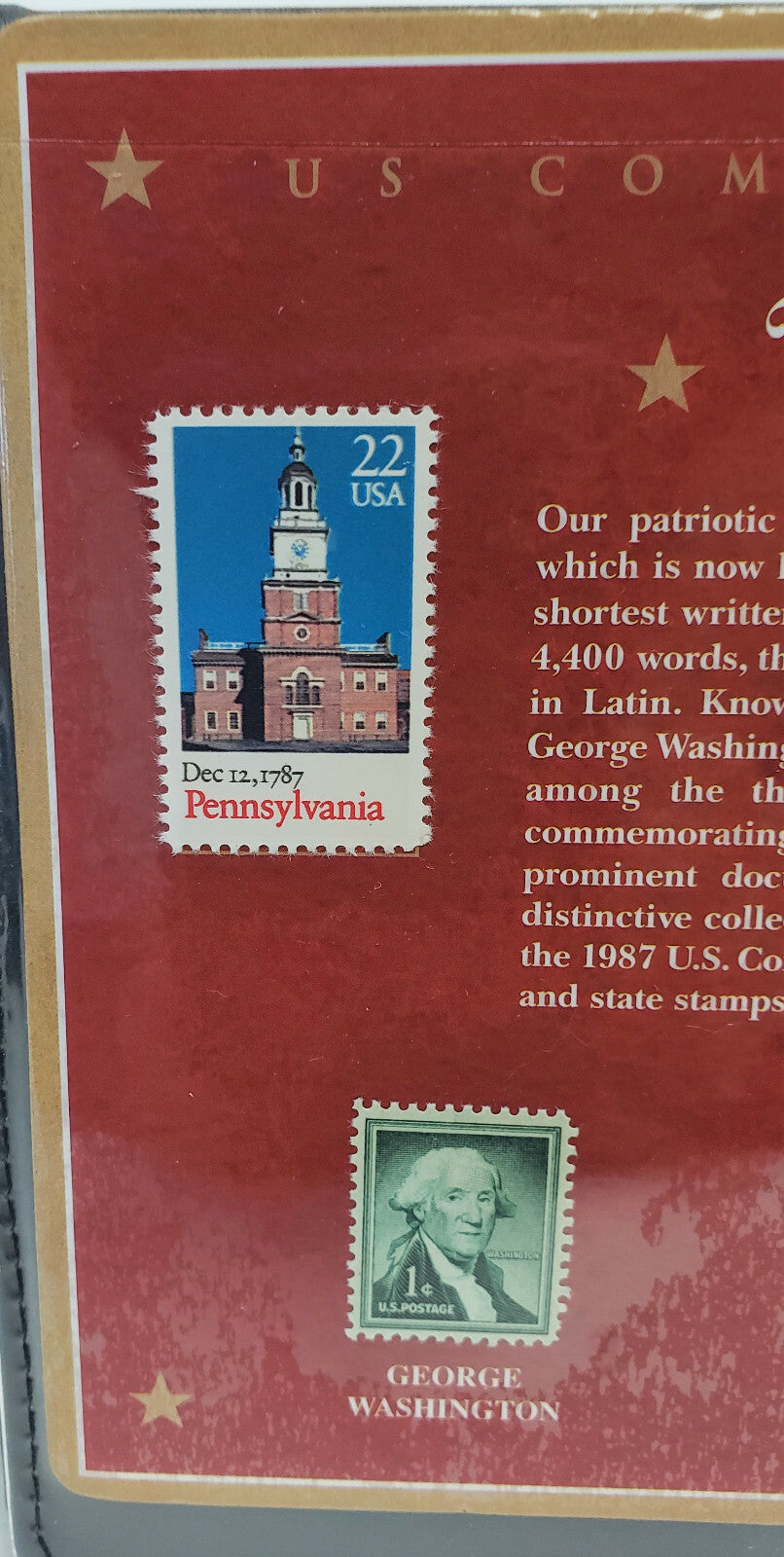 1987 US Constitution Bicentennial Commemorative Silver Dollar & Stamp Set