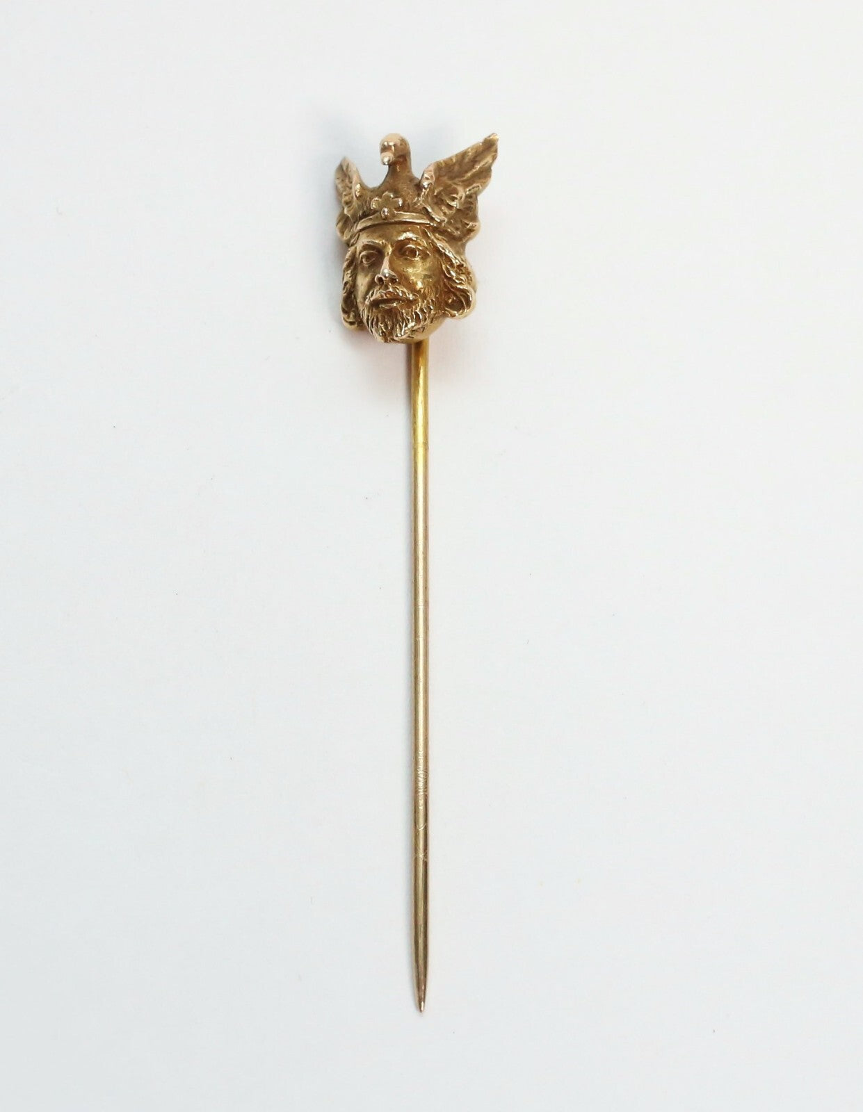 Antique 10k Yellow Gold Viking Stick Pin Circa 1910, 3.2g