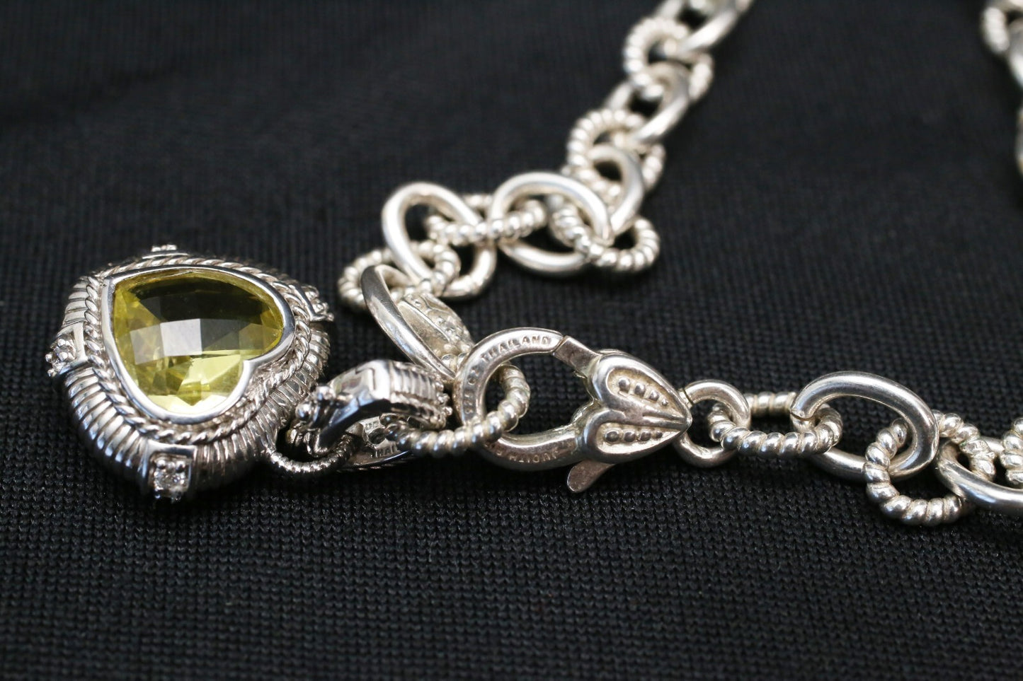 Judith Ripka Sterling Silver Heart Hinge Cuff & Heart Charm Necklace Set, 108.3g