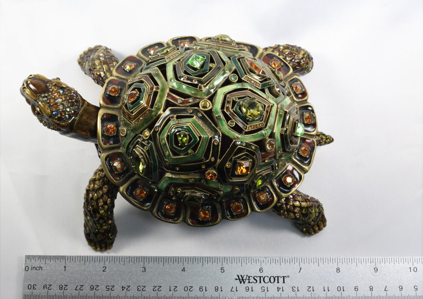 Jay Strongwater Large Turtle Trinket Box with Swarovski Crystals