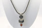 Vintage Sterling Silver Mother of Pearl & Garnet Pendant Necklace, 16 inches - 24.1g