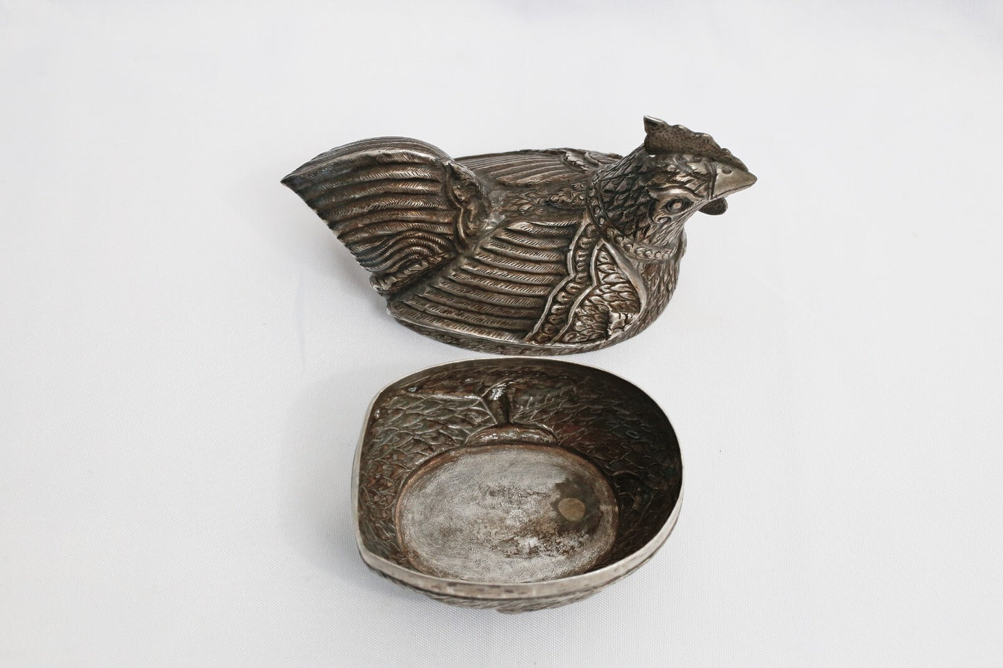 Vintage Sterling Silver Rooster Trinket Box, 119.5g