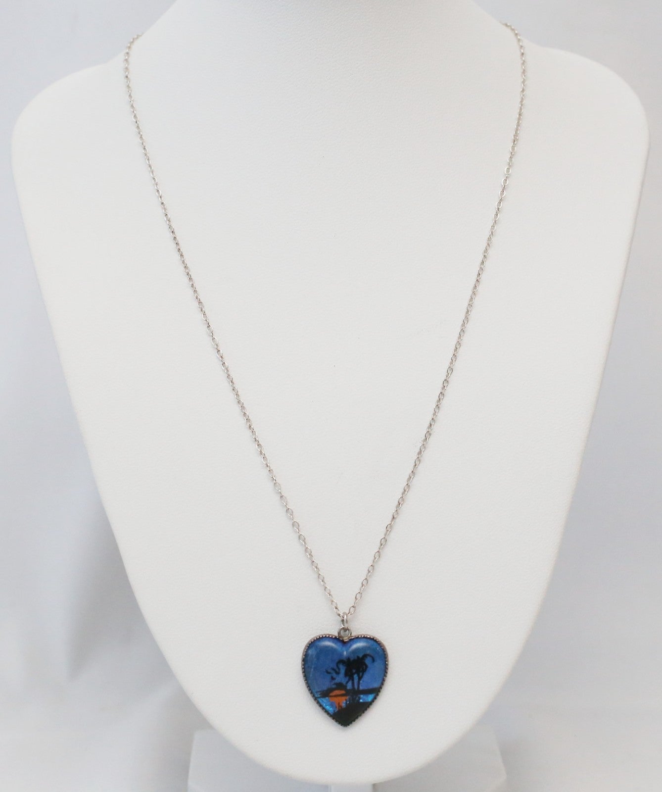 Hoffman Sterling Silver Sunset Heart Pendant Necklace, 18 inches - 2.9g