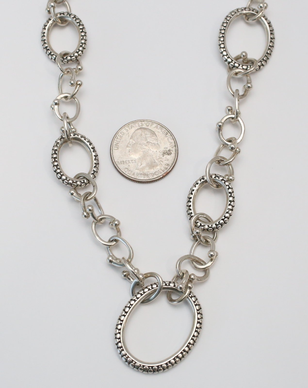 Vintage Michael Dawkins Sterling Silver Toggle Necklace, 18 inches - 61.5g