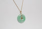 14k Yellow Gold Round Chinese "Good Fortune" Jade Pendant, 9.2g