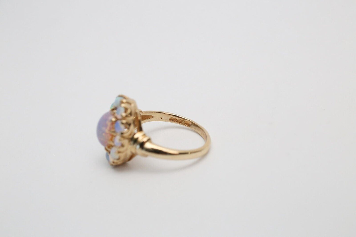 14k Yellow Gold Opal Ring, Size 4.75 - 3.1g