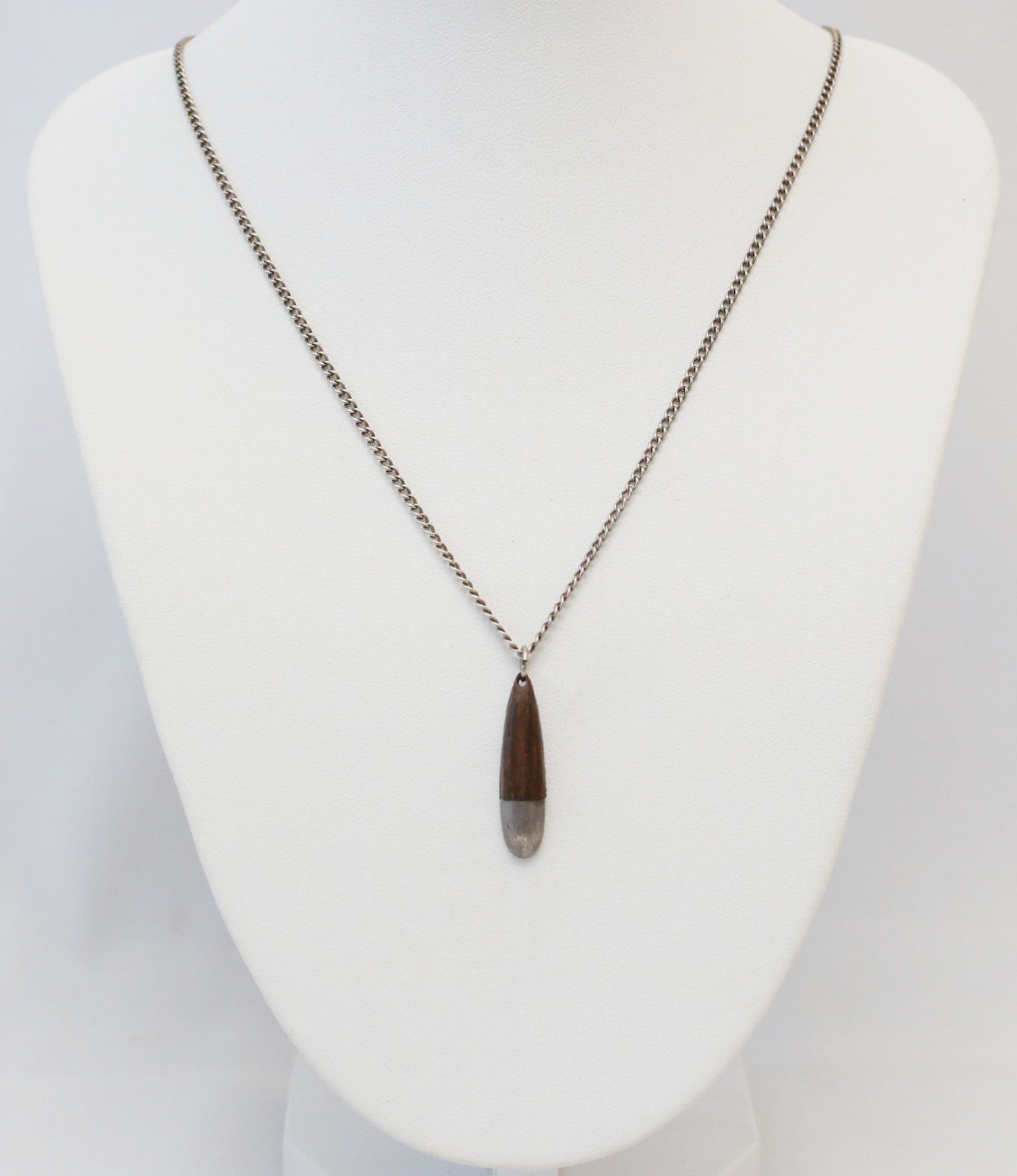 Ted Lowry Sterling Silver Wood Teardrop Necklace, 18 inches - 5.3g