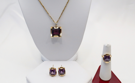 14k Yellow Gold Necklace, Earring & Ring Set, 29.3g