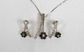 14k White Gold Cubic Zirconia Earring & Necklace Set, 6.6g
