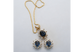 14k Yellow Gold Sapphire & Diamond Earring & Necklace Set, 10.7g