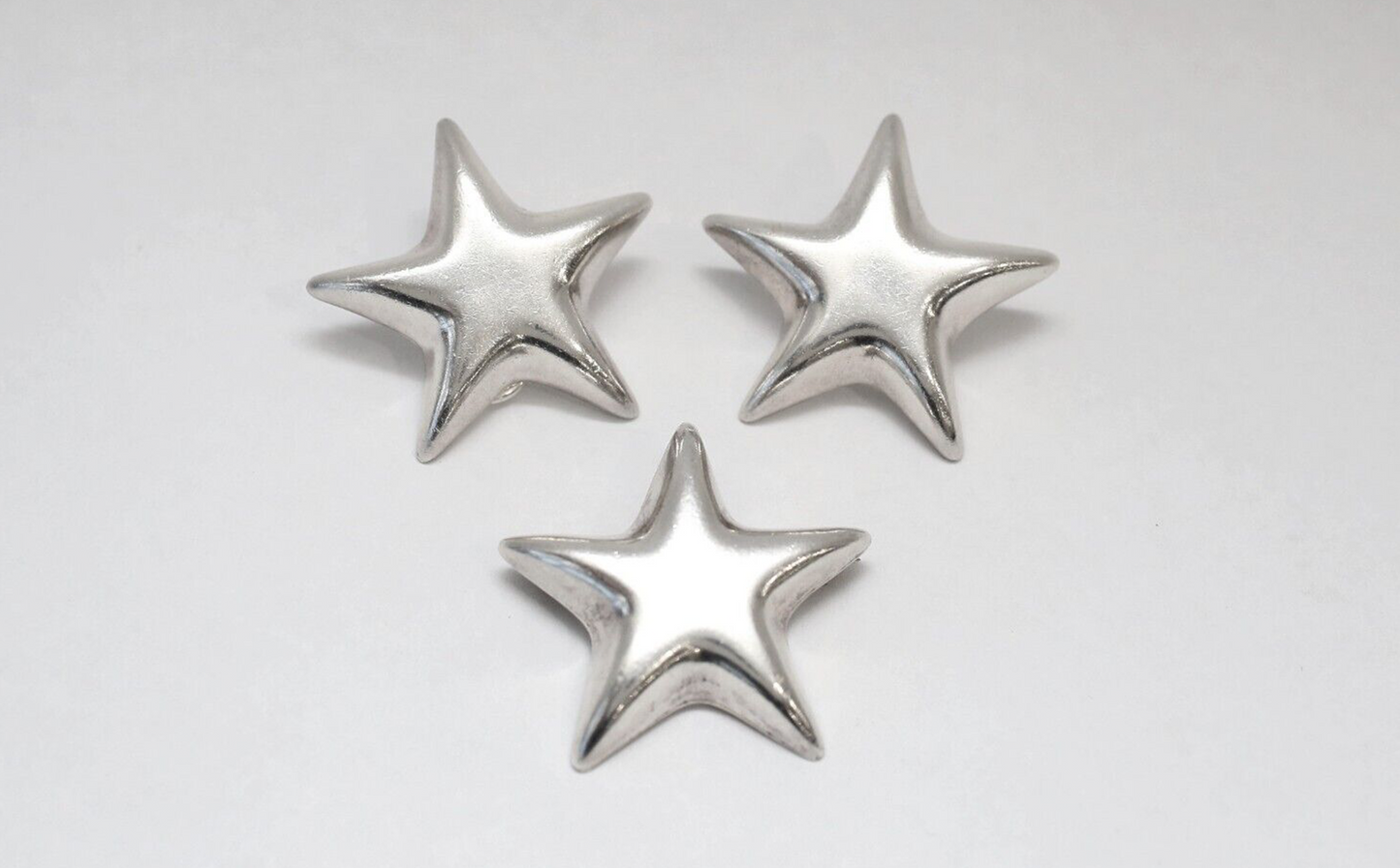 Tiffany & Co Mexico Sterling Silver Large Puffed Star Clip On Earrings & Brooch, 27.5g