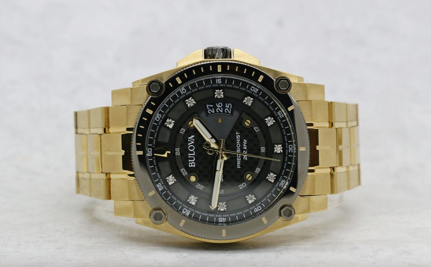 Bulova Precisionist Men's 98D156 Diamond Accent Gold Tone Stainless Steel Watch