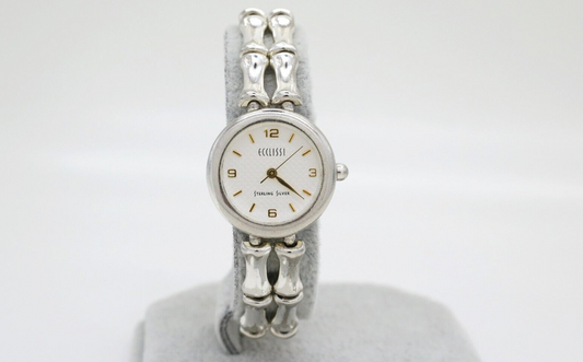 Ecclissi Sterling Silver Bamboo 24mm Ladies Quartz Watch