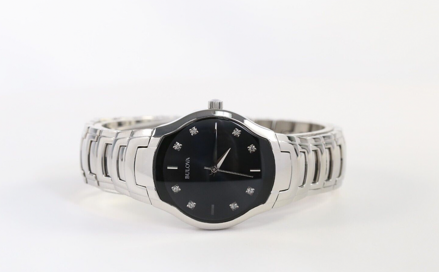 Bulova 96D117 Women's Stainless Steel 28mm Black Dial Quartz Watch