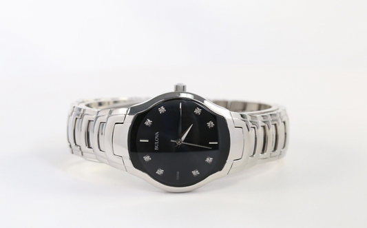 Bulova 96D117 Women's Stainless Steel 28mm Black Dial Quartz Watch