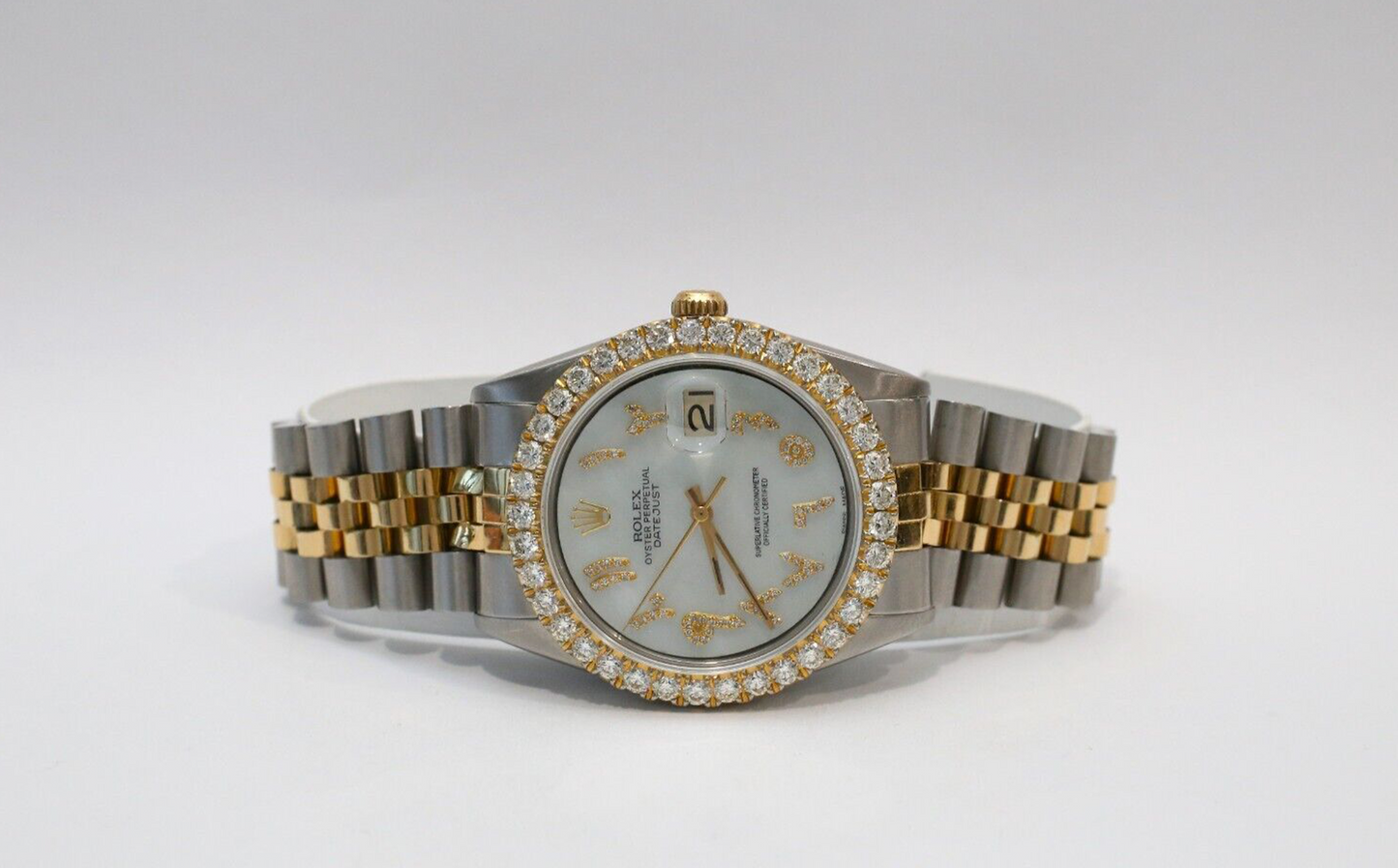 Rolex 16233 36mm Datejust Diamond Bezel Arabic Dial Two-Tone Jubilee Bracelet