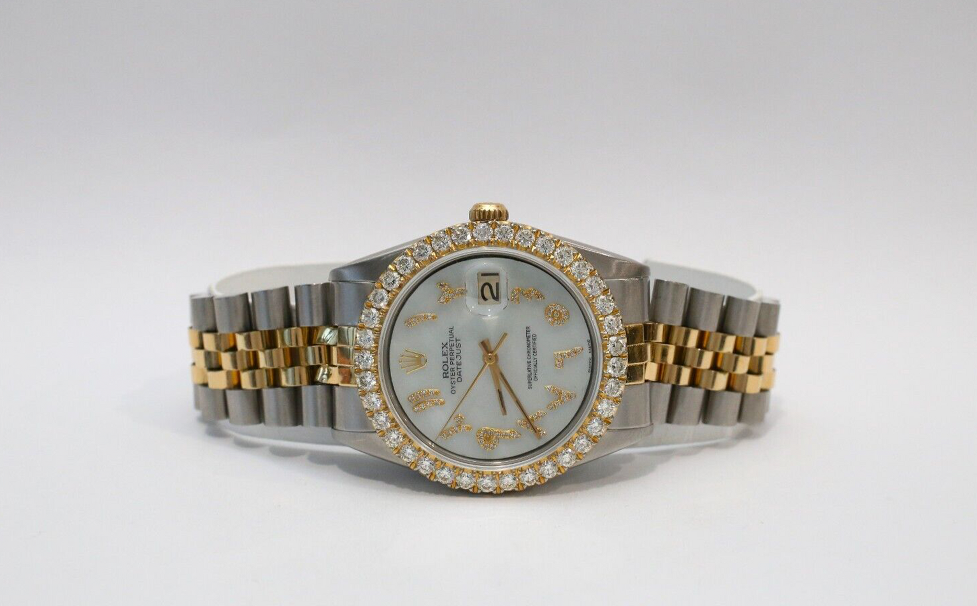 Rolex 16233 36mm Datejust Diamond Bezel Arabic Dial Two-Tone