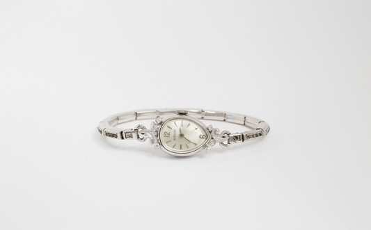 Vintage 14K White Gold LeCoultre Diamond Cocktail Watch, 13.7g