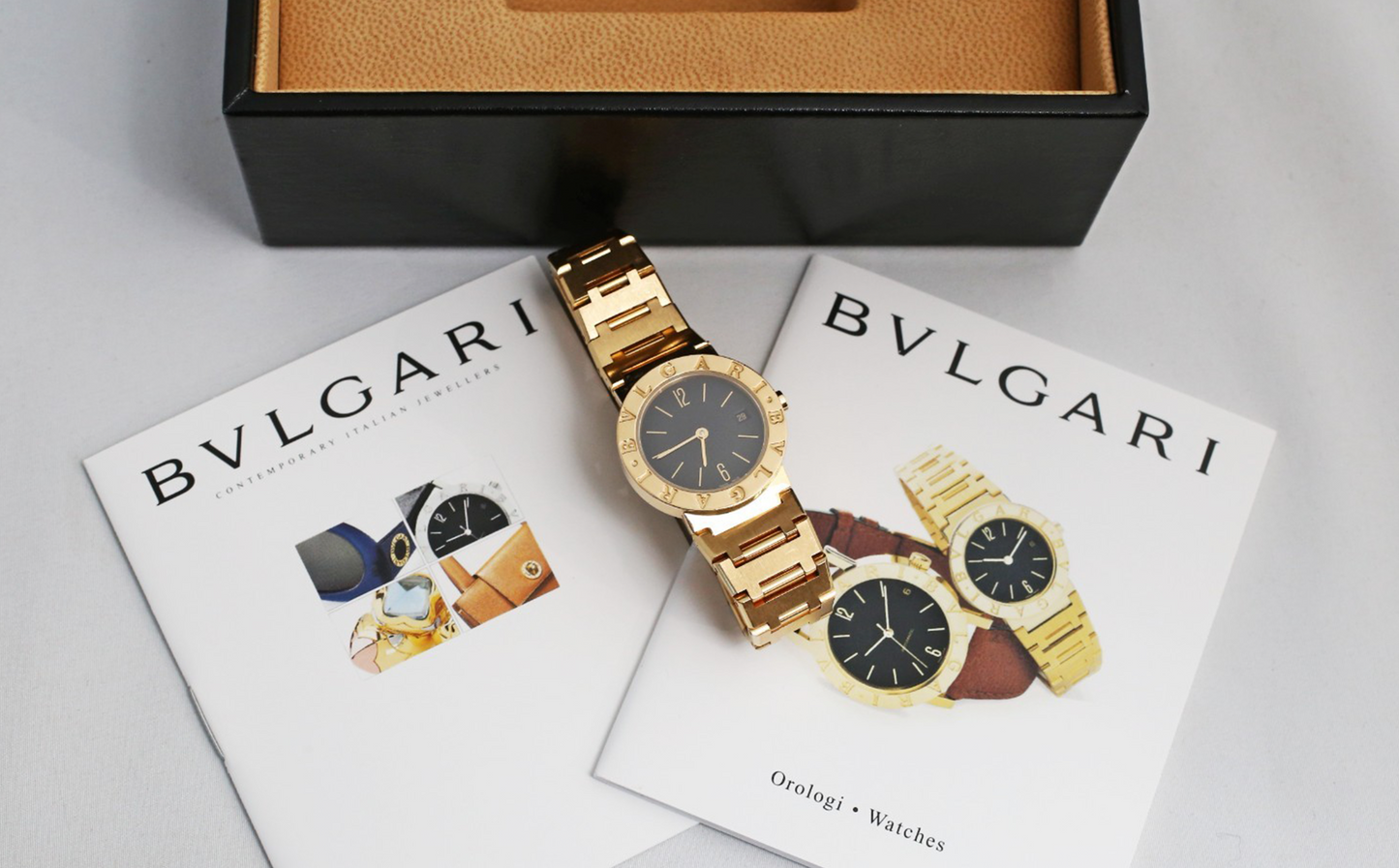 Bvlgari Diagono 18k Yellow Gold Ladies Black Dial 26mm BB26GG Watch, 93.5g