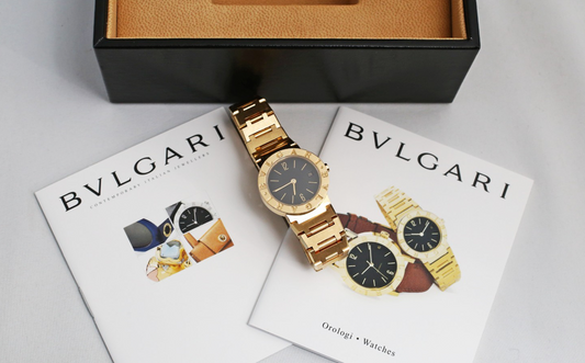 Bvlgari Diagono 18k Yellow Gold Ladies Black Dial 26mm BB26GG Watch, 93.5g